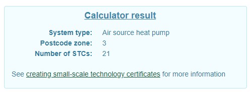 Australian Small Scale Renewable Energy Scheme STC Calculator result on a Rheem 280 AmbiPower Heat Pump in Brisbane